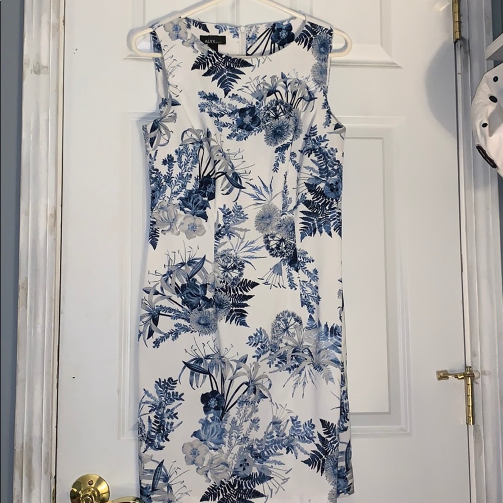 Blue and White Floral Business Dress